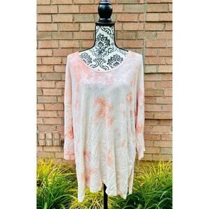 NWT J. Jill Pure Jill Lightweight Semi-Transparent Pink Tie Dye Sweater Size PXL